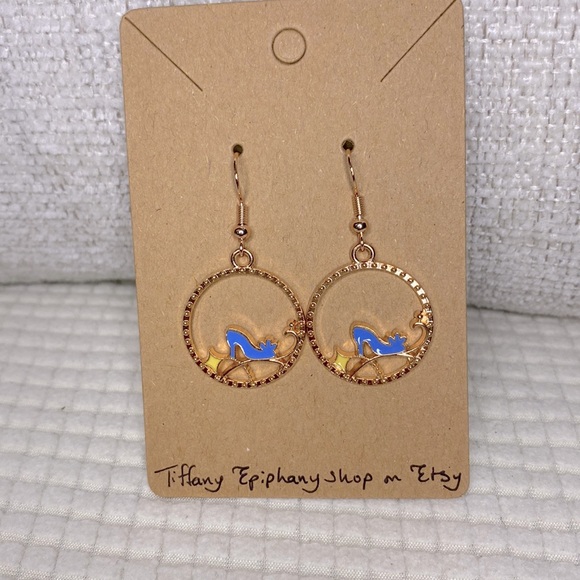 Tiffany Epiphany Jewelry - Disney Inspired Cinderella Glass Slipper Earrings in Rose Gold NWT